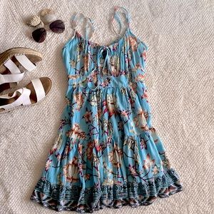 Boho floral spagetti strap mini dress